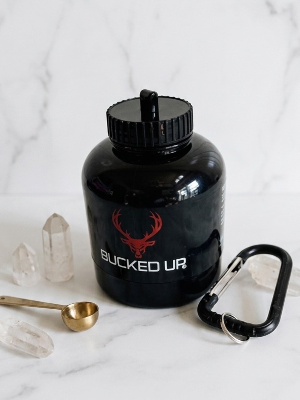 Bucked Up Supplement Keychain Funnel with Carabiner.  Size large